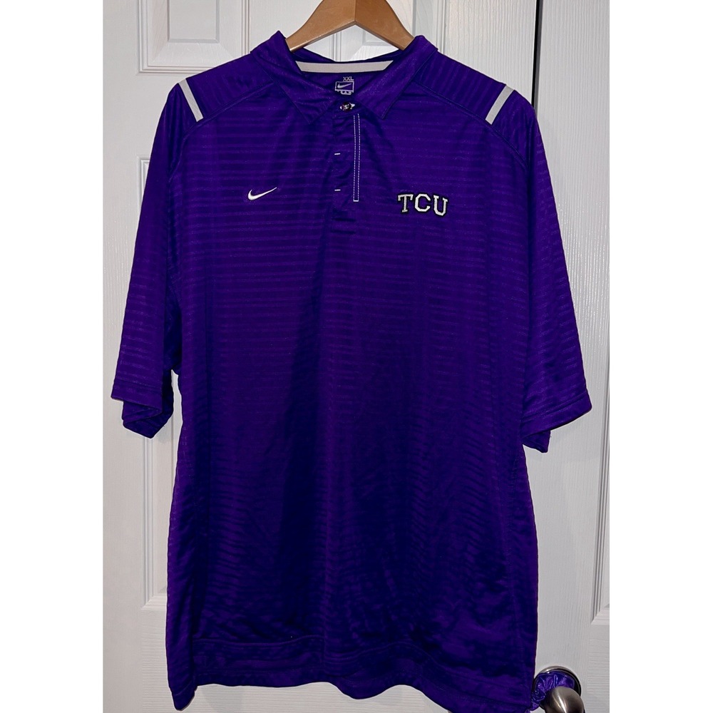 TCU Horned Frogs Nike Dri-Fit‎ Polo Men's Purple XXL Used